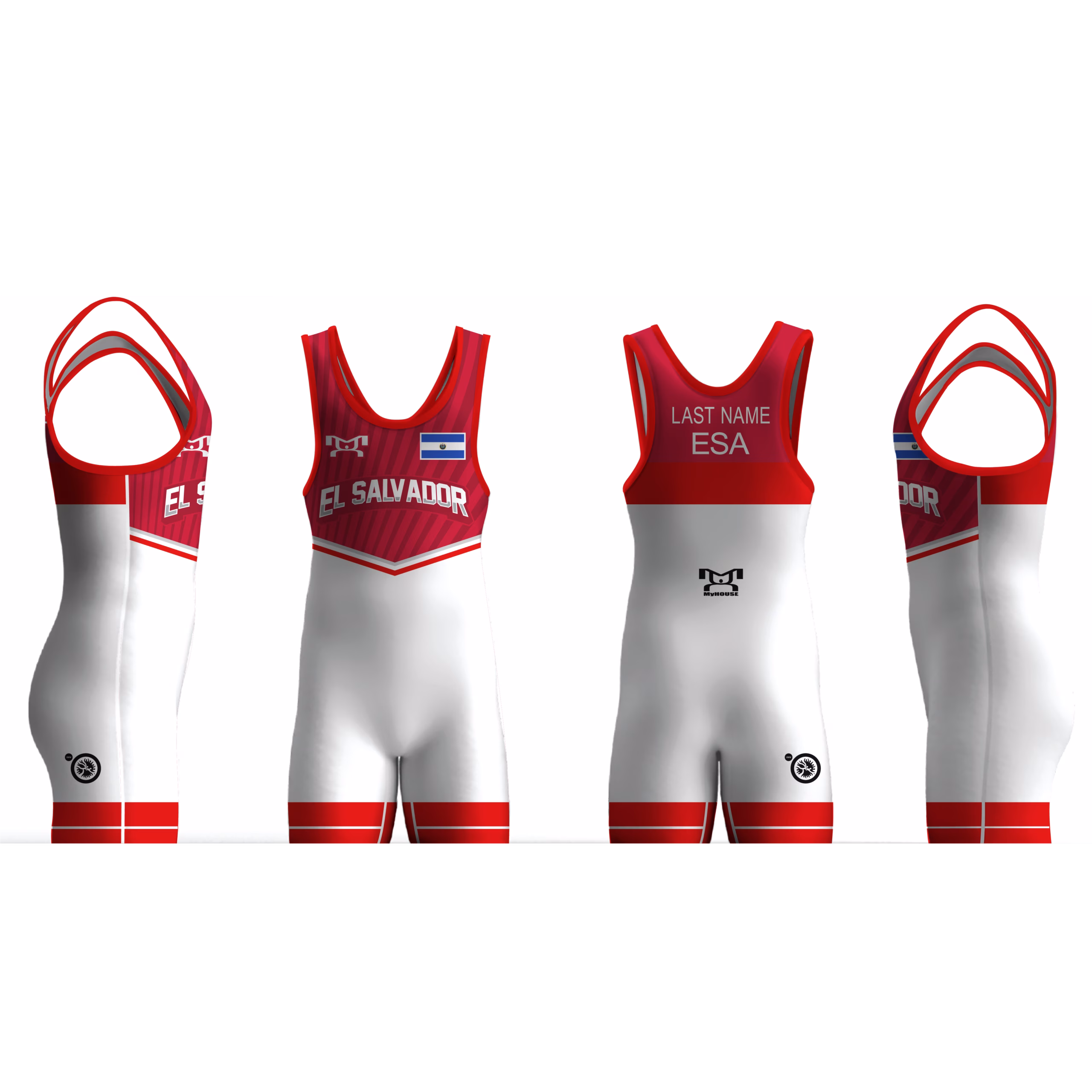 El Salvador UWW 2024 Red Freestyle Singlet(PRE ORDER)