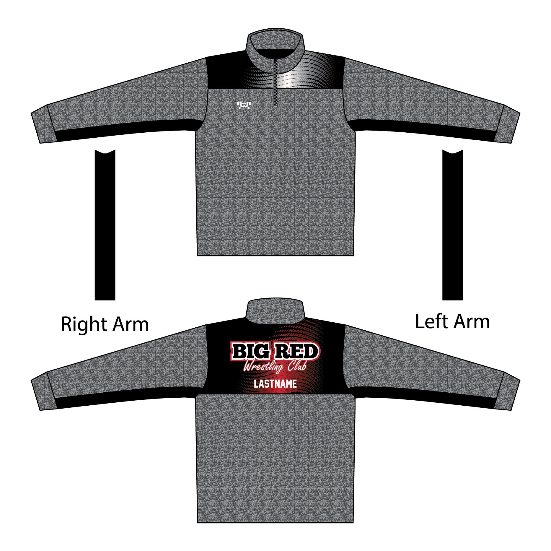 Big Red Wrestling Club Custom Heathered Quarter Zip (Heathered fabric may vary in color & texture)
