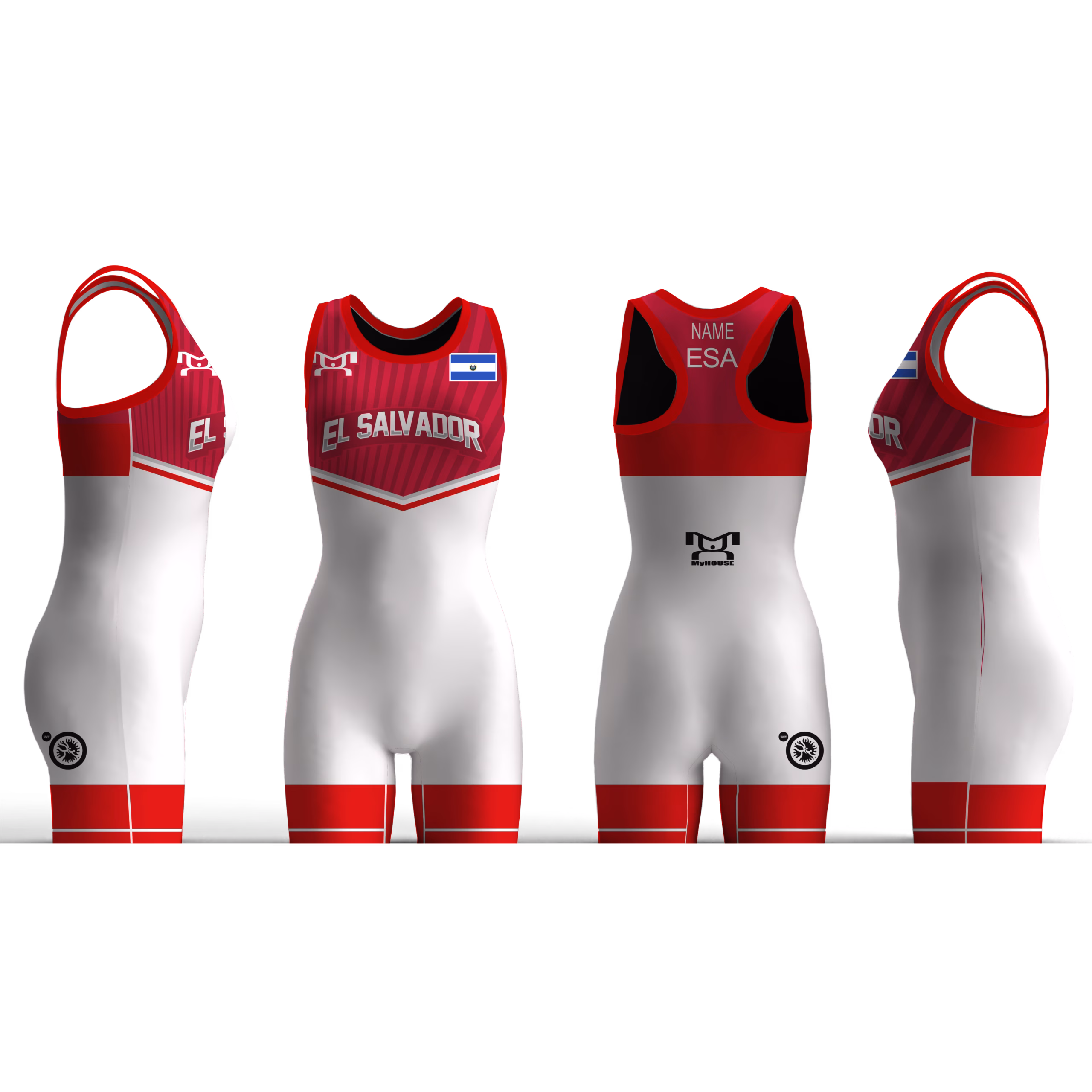 El Salvador UWW 2024 Women's Red Freestyle Singlet(PRE ORDER)