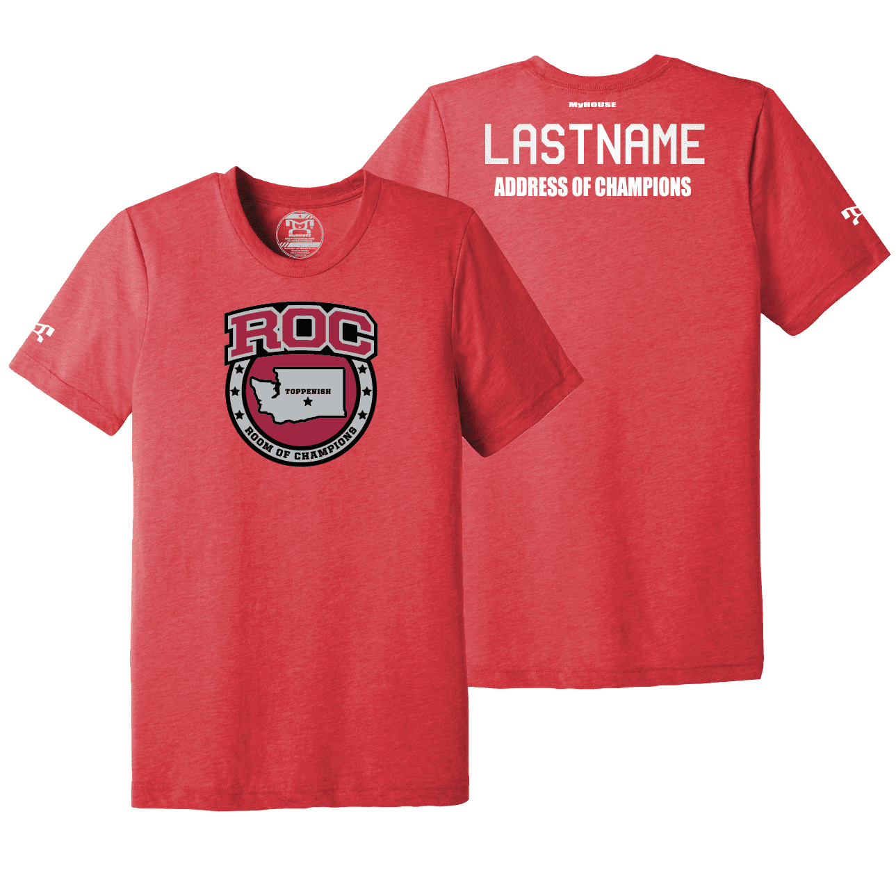 Toppenish High School Custom Red Address Of Champions Heat Press T Shirt