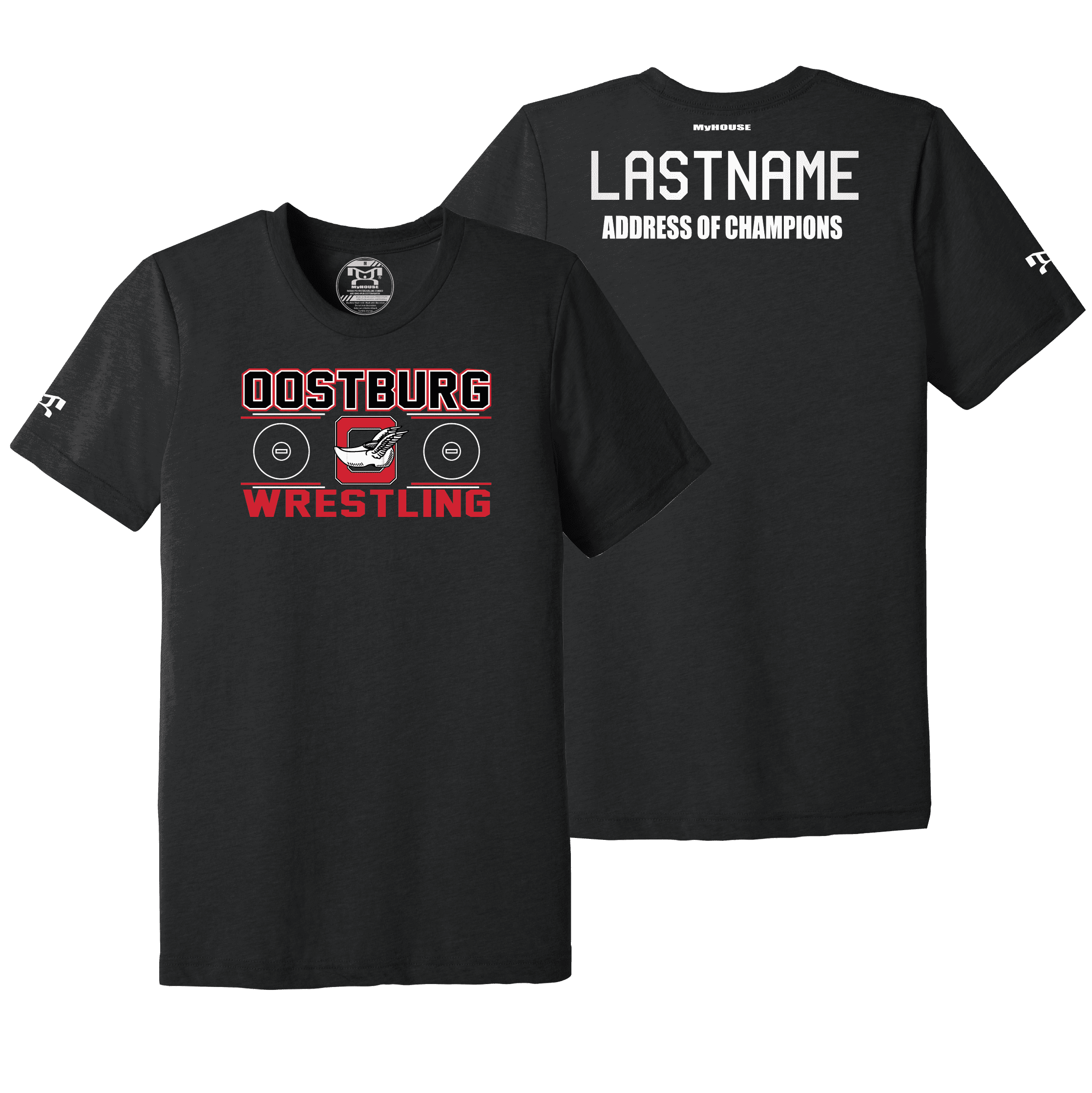 Oostburg Wrestling Custom Black Address Of Champions Heat Press T Shirt