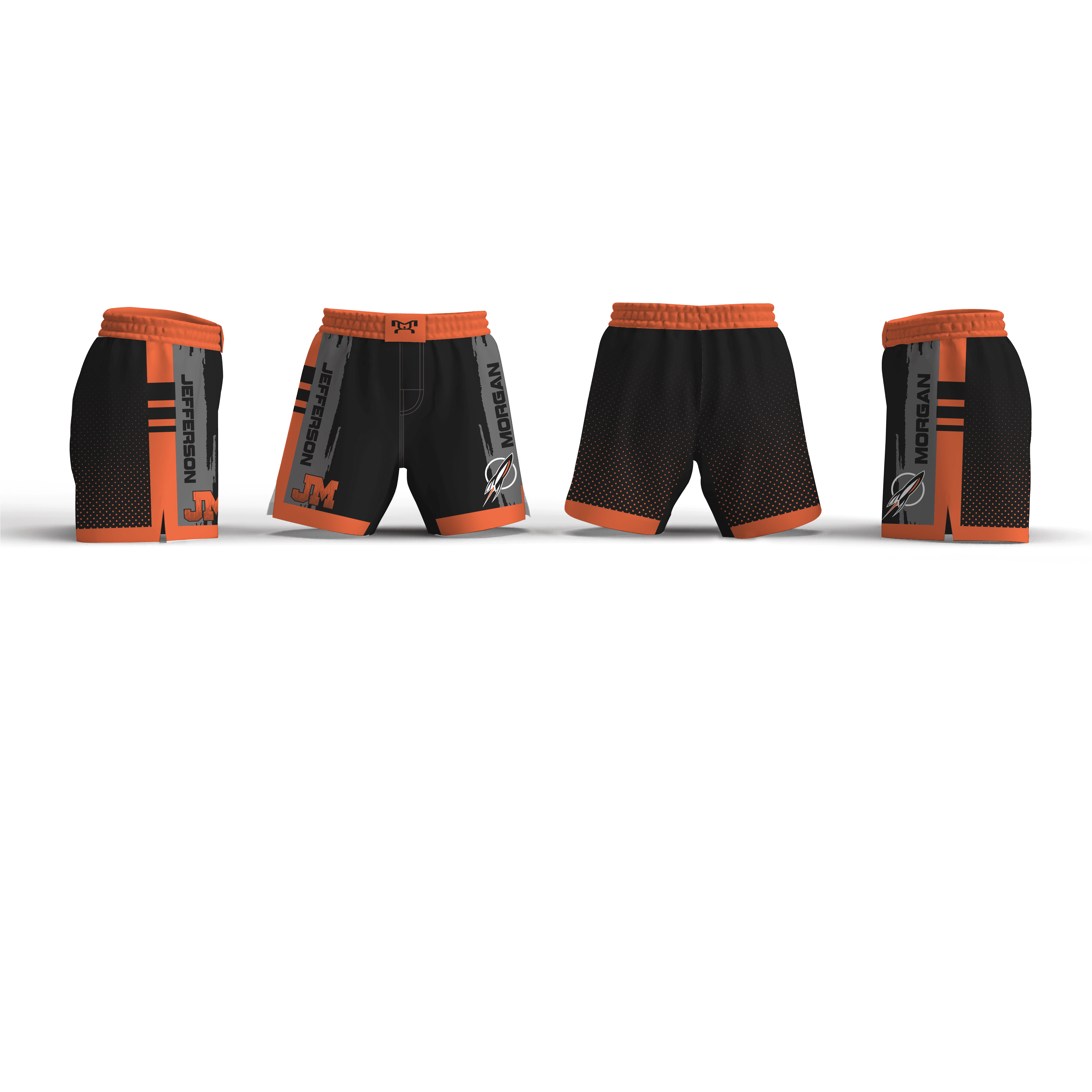 Jefferson Morgan Custom Grey, Black , Orange Womens Fight Shorts 2024
