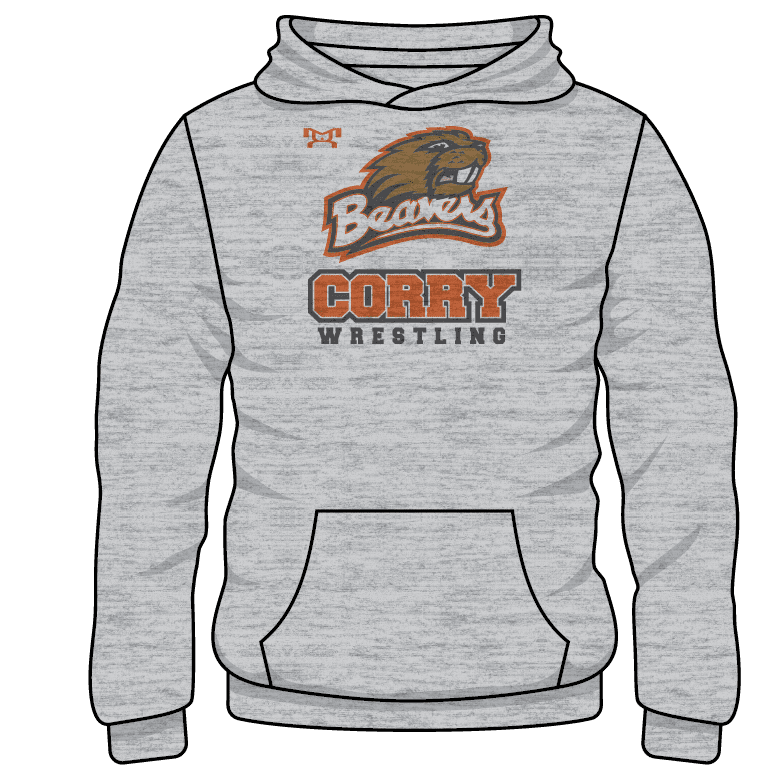 Corry Beavers Girls HS Wrestling Custom Sublimated Decal Grey Hoodie 2024