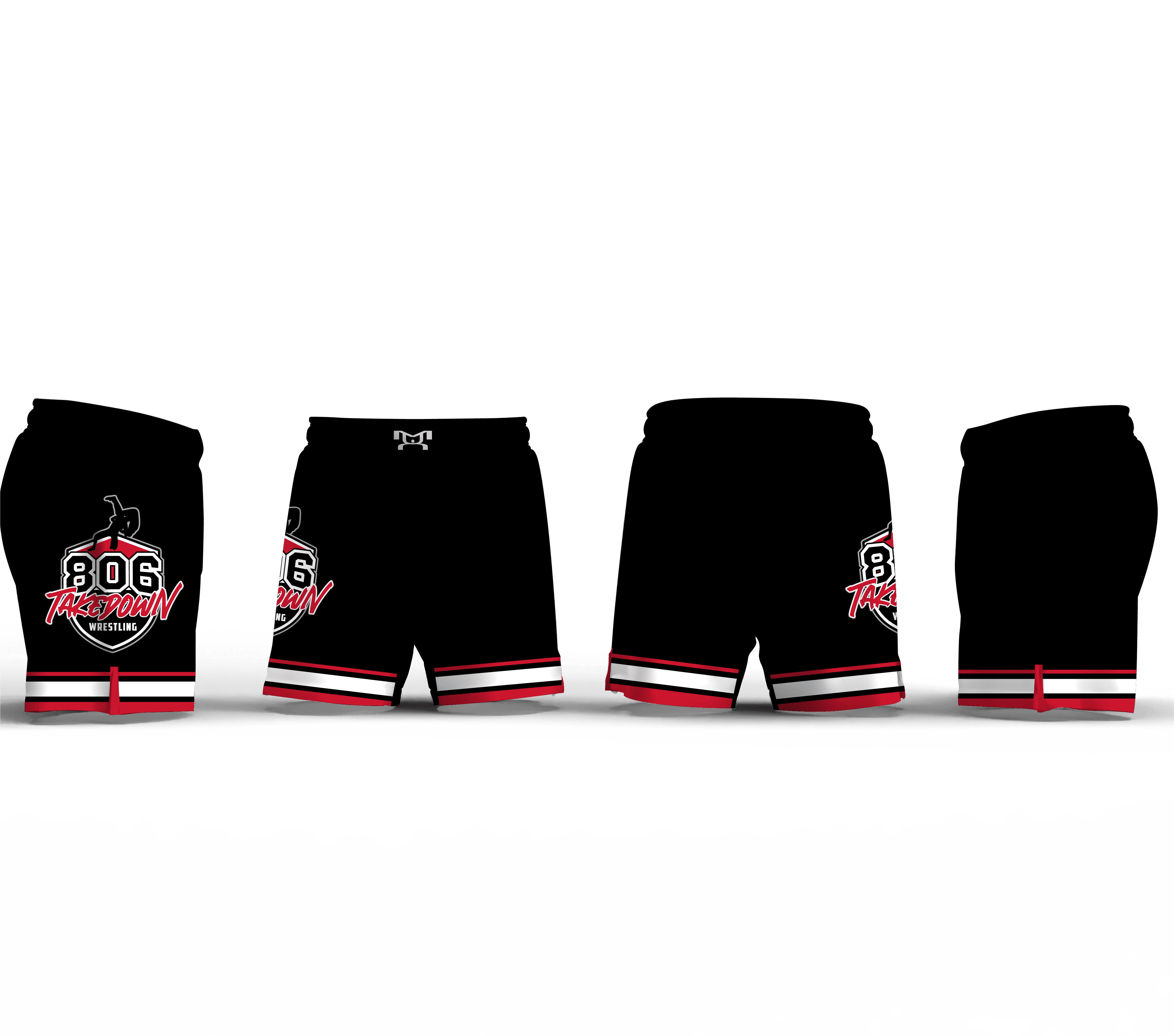 806 Takedown Wrestling BLACK AND WHITE Men's 6" Fight Short