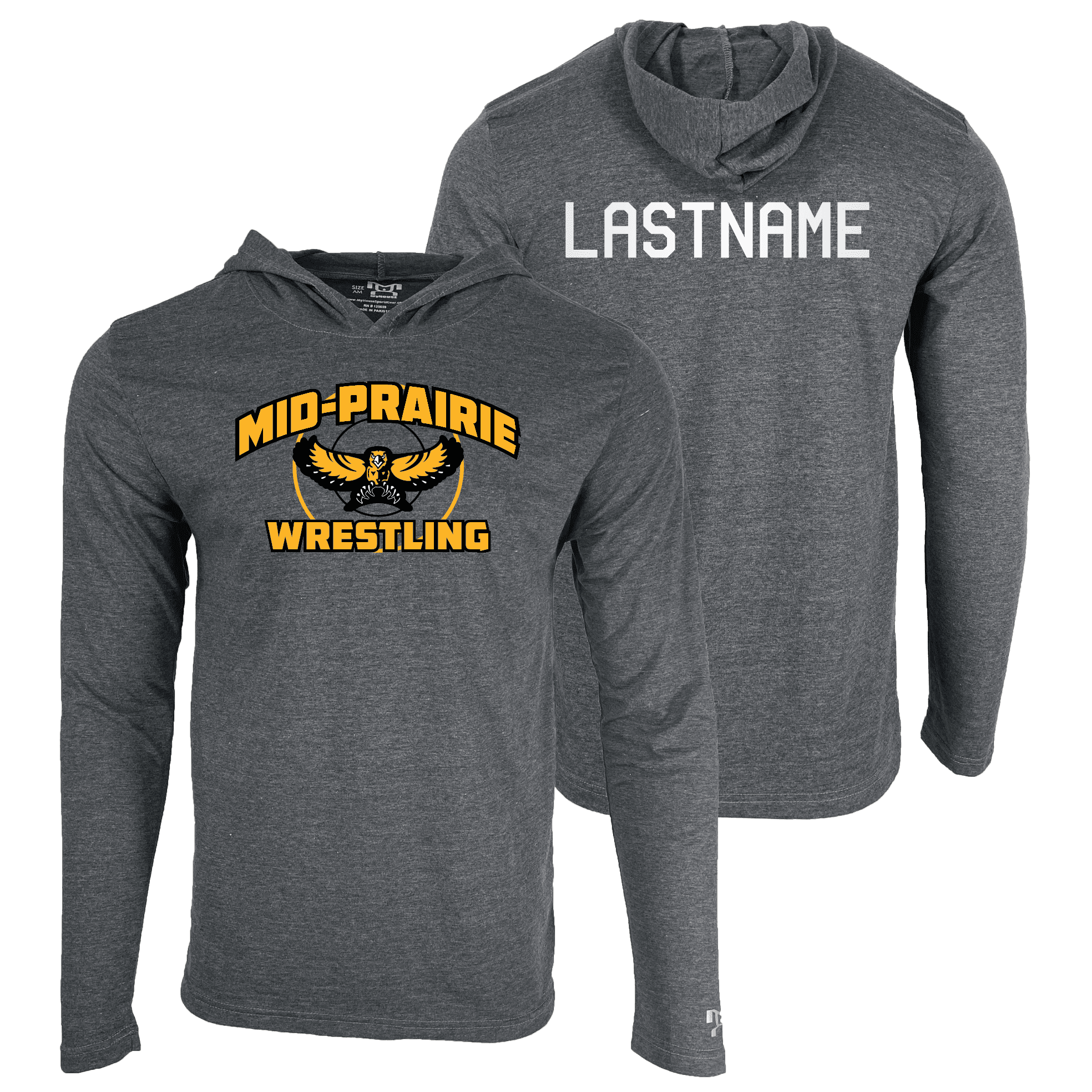 MID PRAIRIE WRESTLING Custom Heat Press Long Sleeve Hoodie T-Shirt