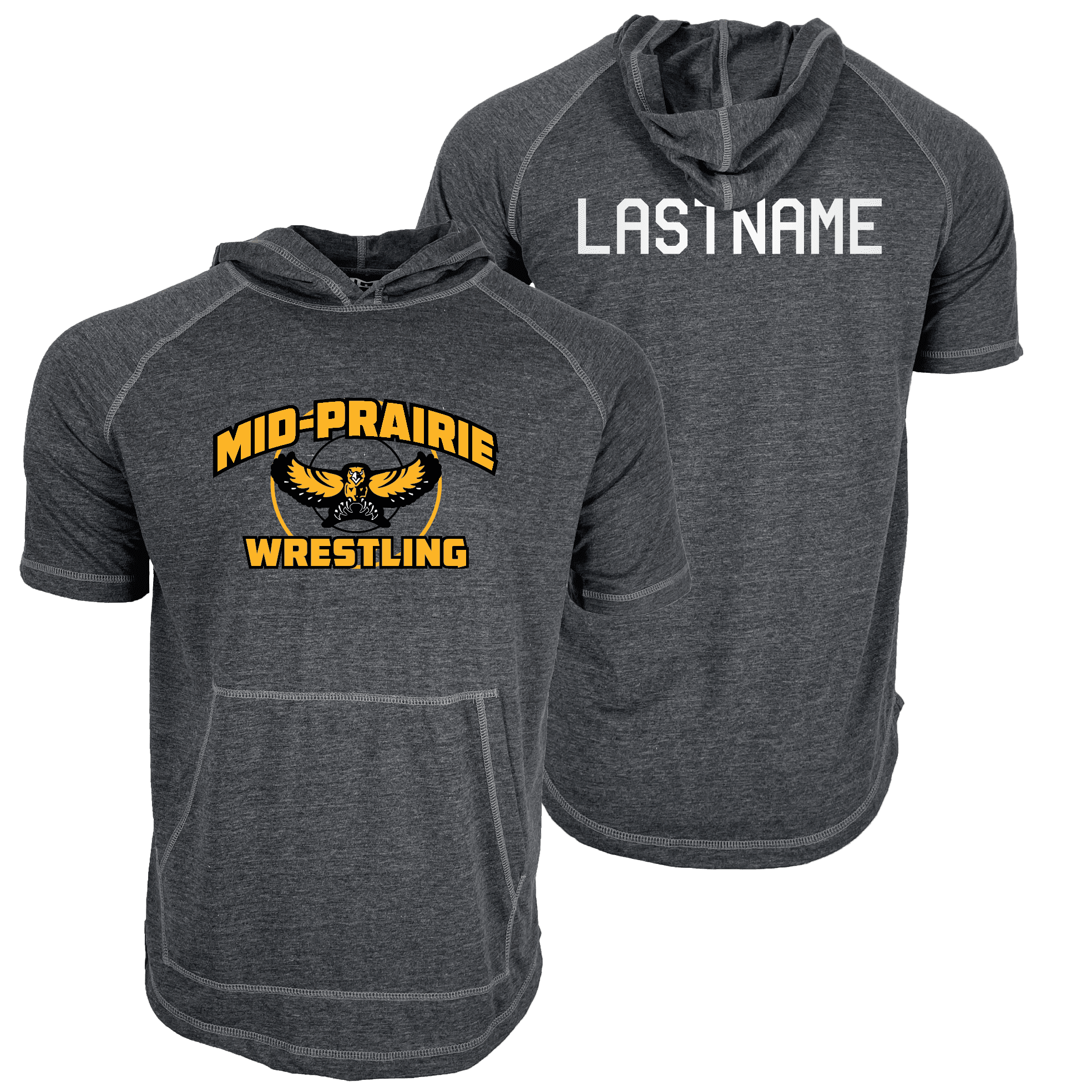 MID PRAIRIE WRESTLING Custom Heat Press Short Sleeve Hoodie T-Shirt