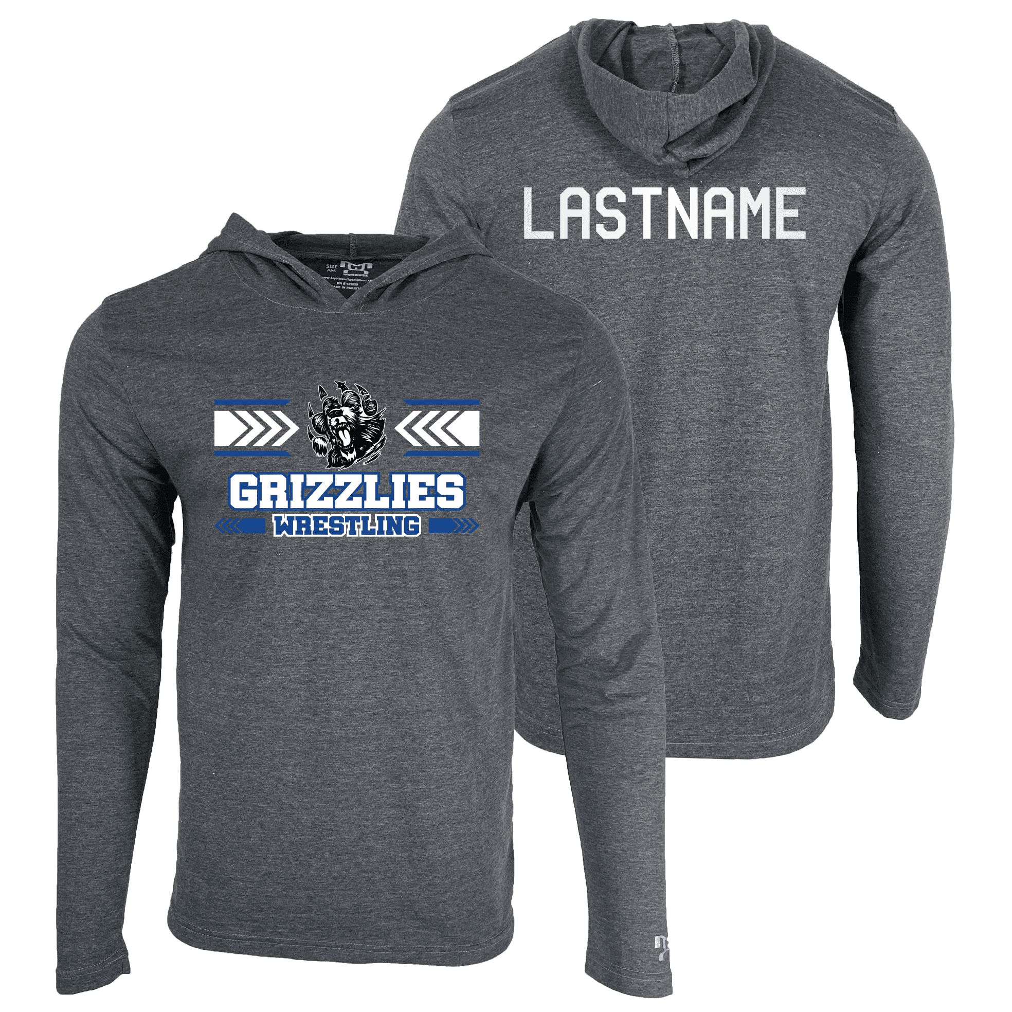 Pleasant Valley Grizzlies Custom Heat Press Long Sleeve Hoodie T-Shirt