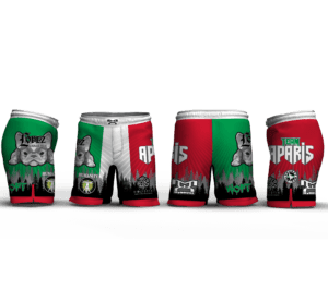 TEAM APARIS Men's 9" GREEN RED & WHITE Fight Short