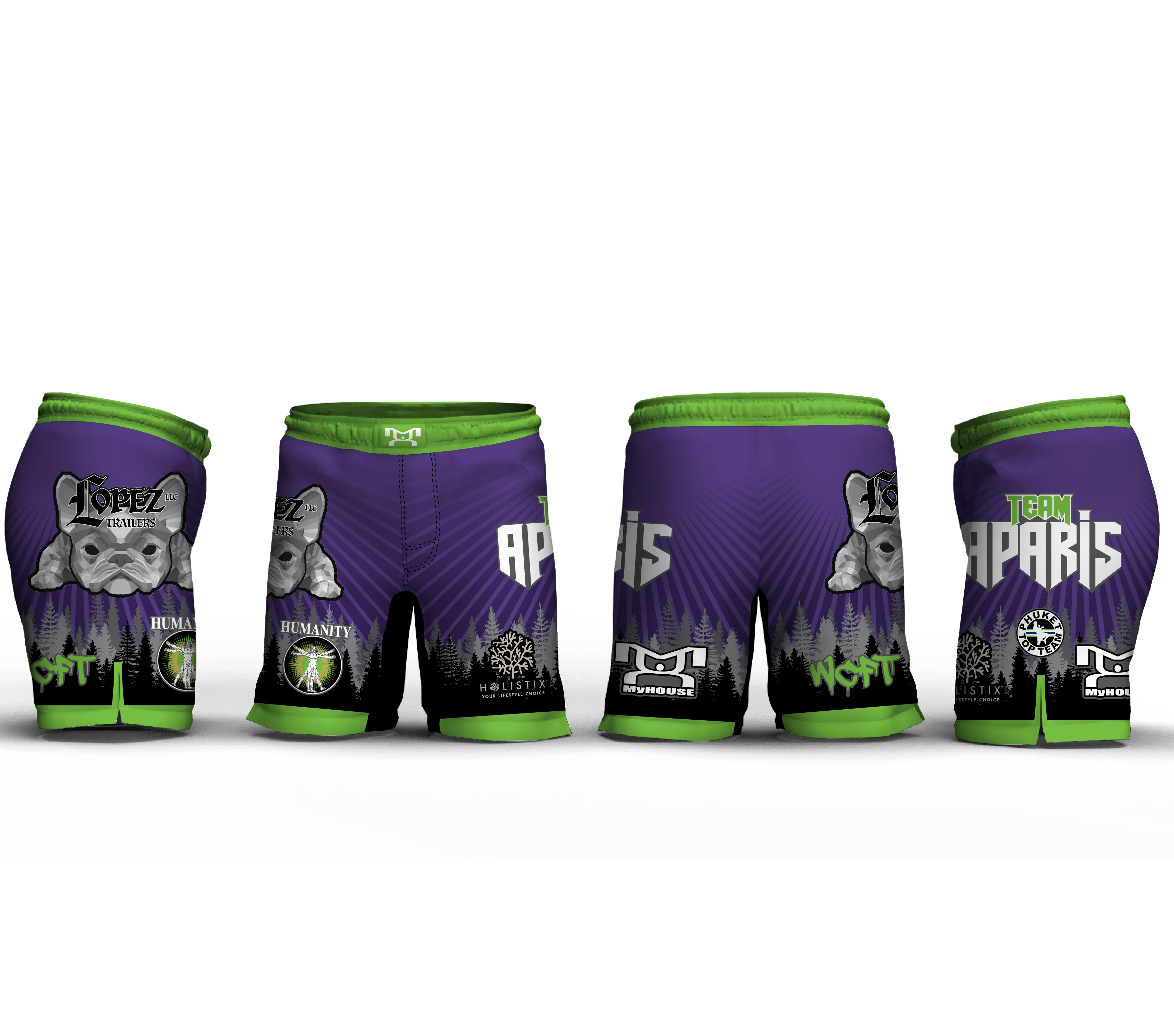 TEAM APARIS PURPLE Men's 9" Fight Short