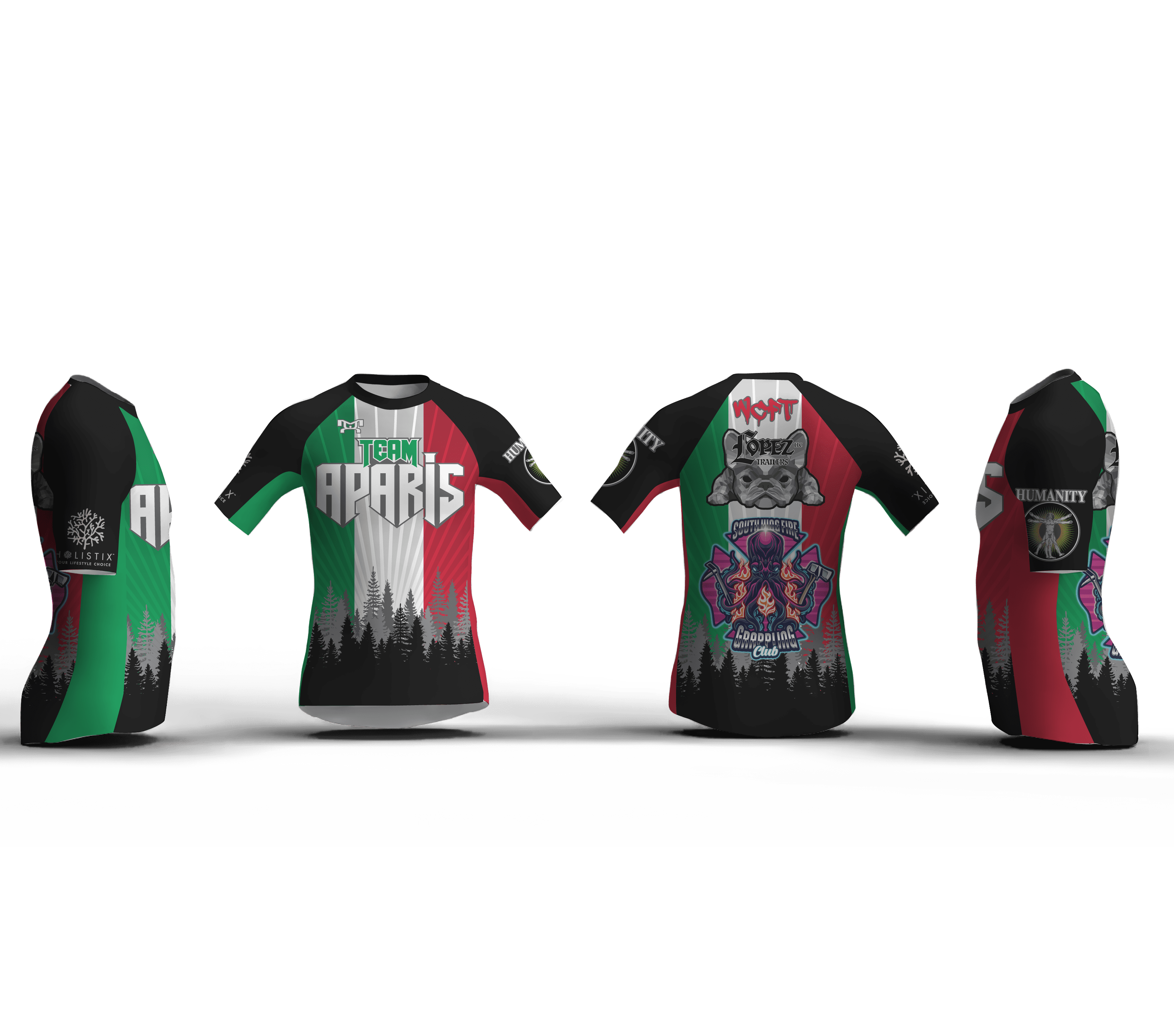 TEAM APARIS Men's RED & GREEN Compression Short Sleeve Shirt