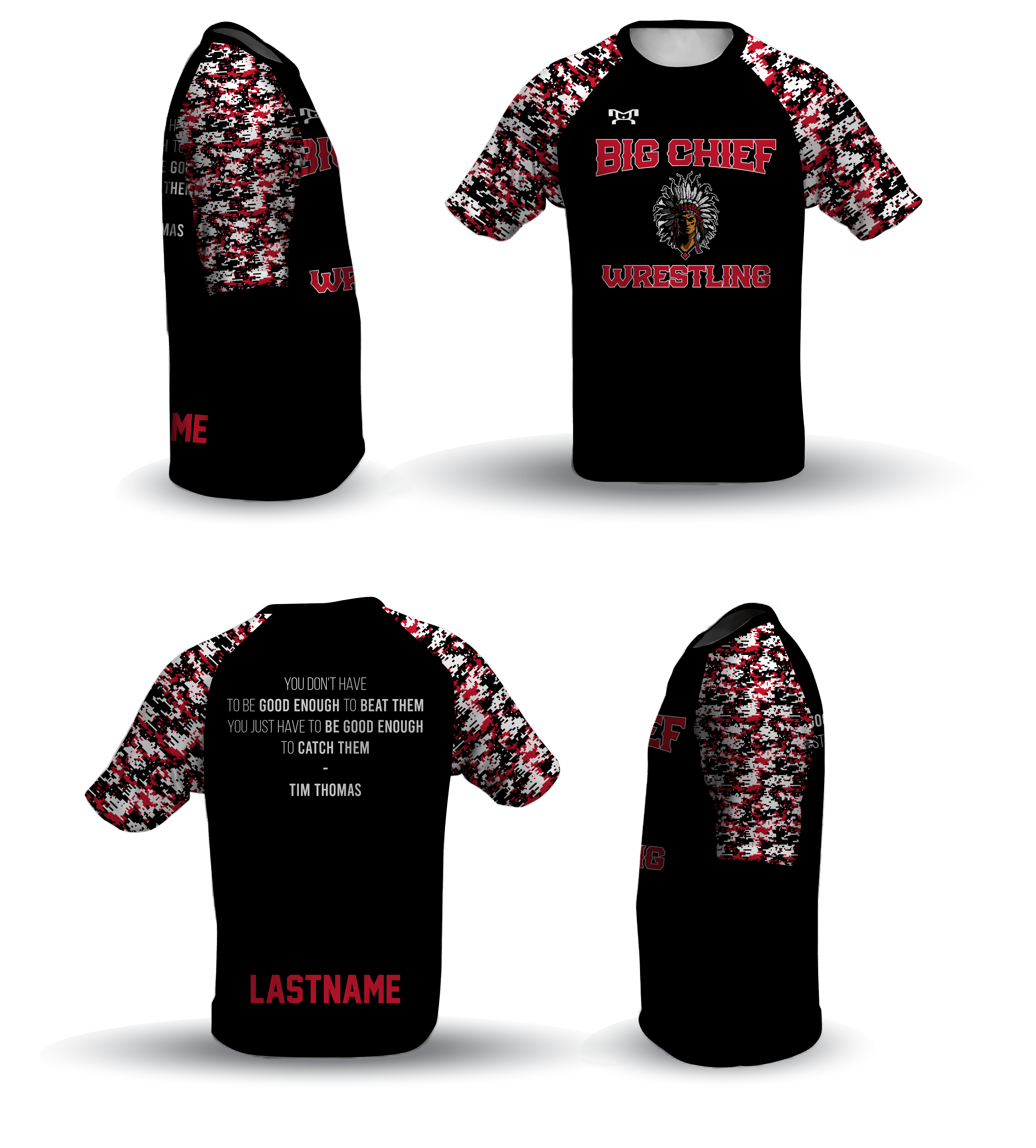 Big Chief Wrestling Club Loose Short Sleeve Dri-Fit With Camo Sleeves