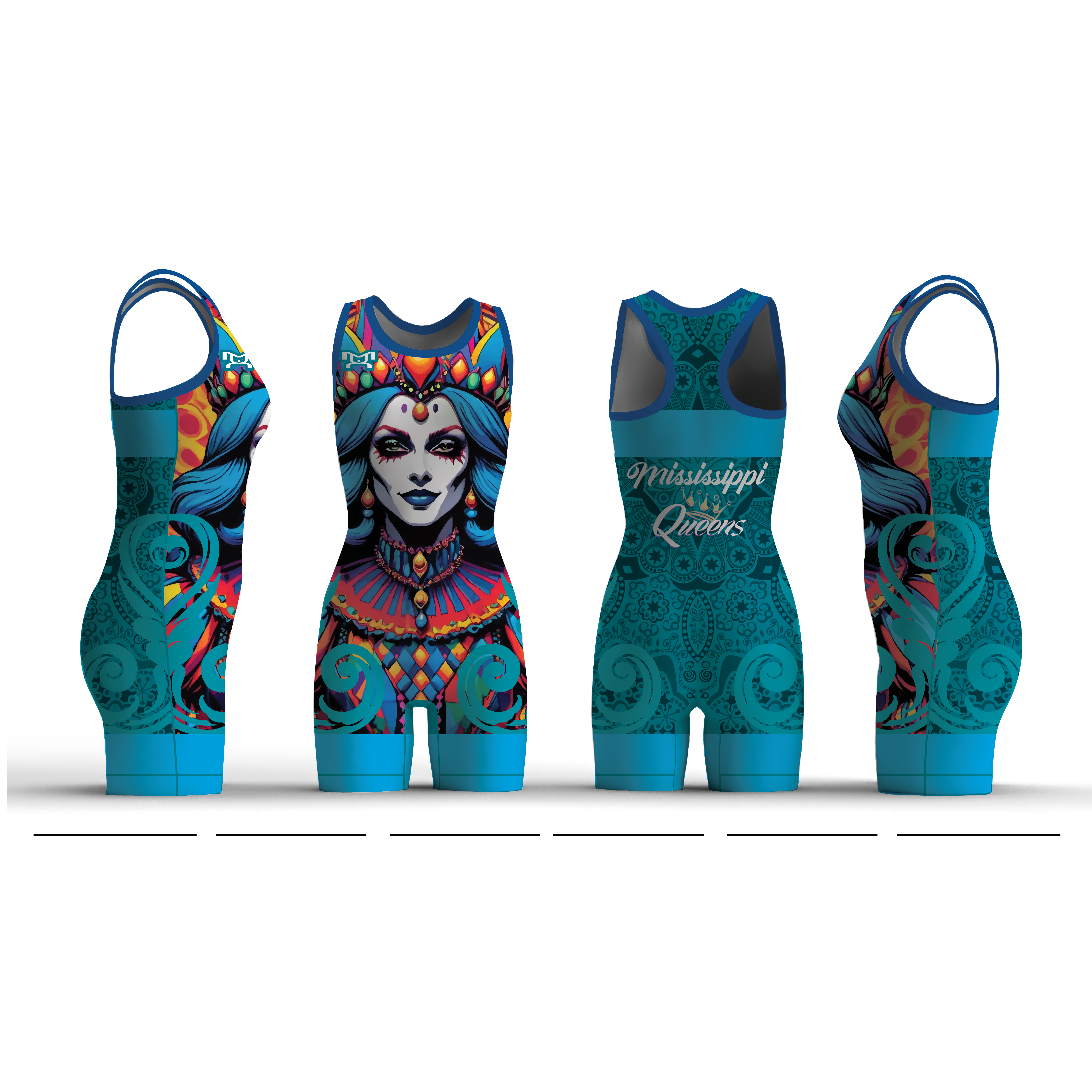 Mississippi Queens Wrestling Club TEAL Women's Custom Singlet