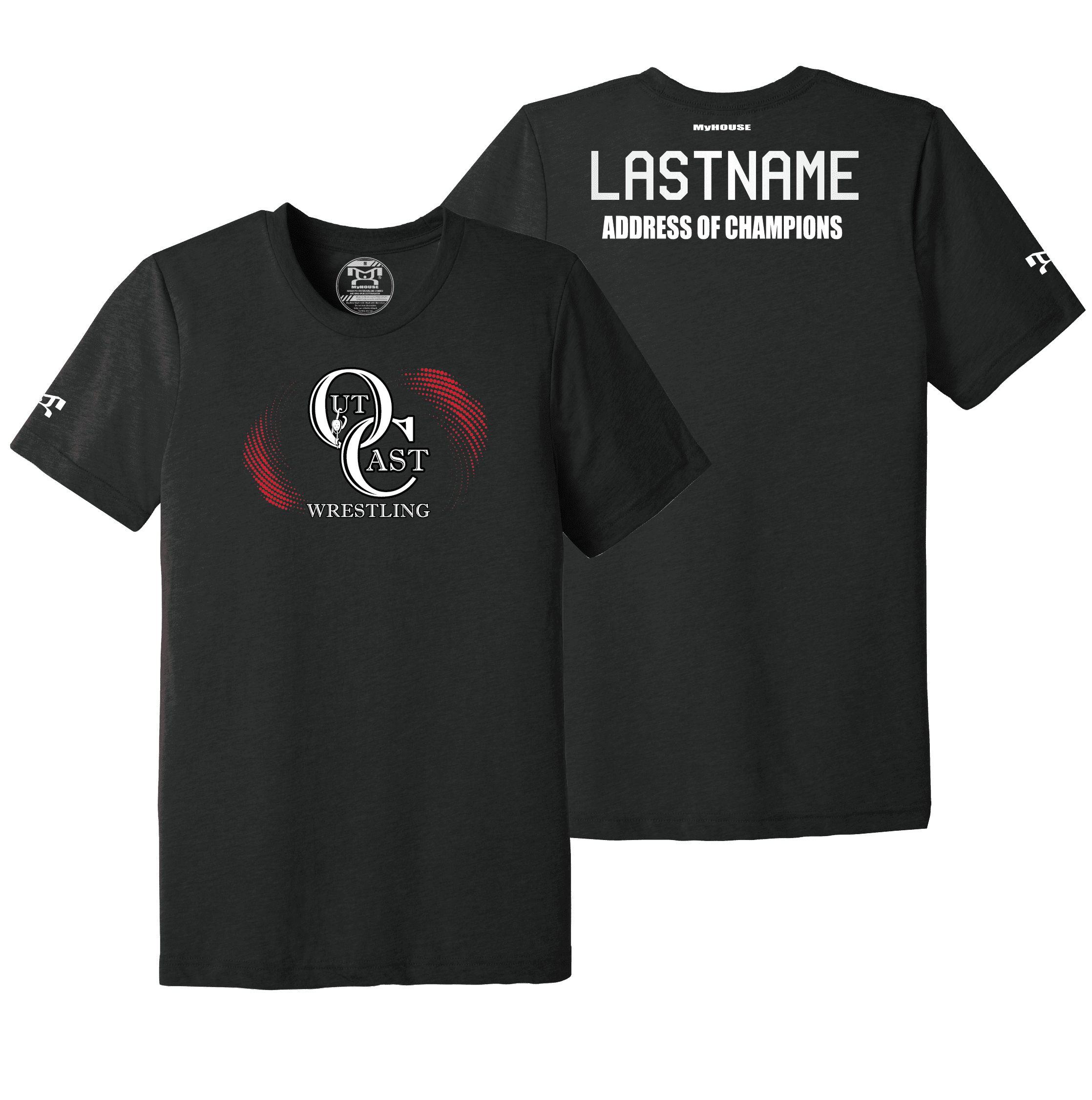 Outcast Wrestling Club Black Address Of Champions Heat Press T Shirt