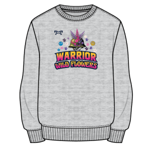 Warrior Wrestling PA-Wildflowers Girls 2026 Psychadelic Duals Custom Sublimated Decal Grey Crewneck