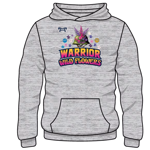 Warrior Wrestling PA-Wildflowers Girls 2026 Psychadelic Duals Custom Sublimated Decal Grey Hoodie