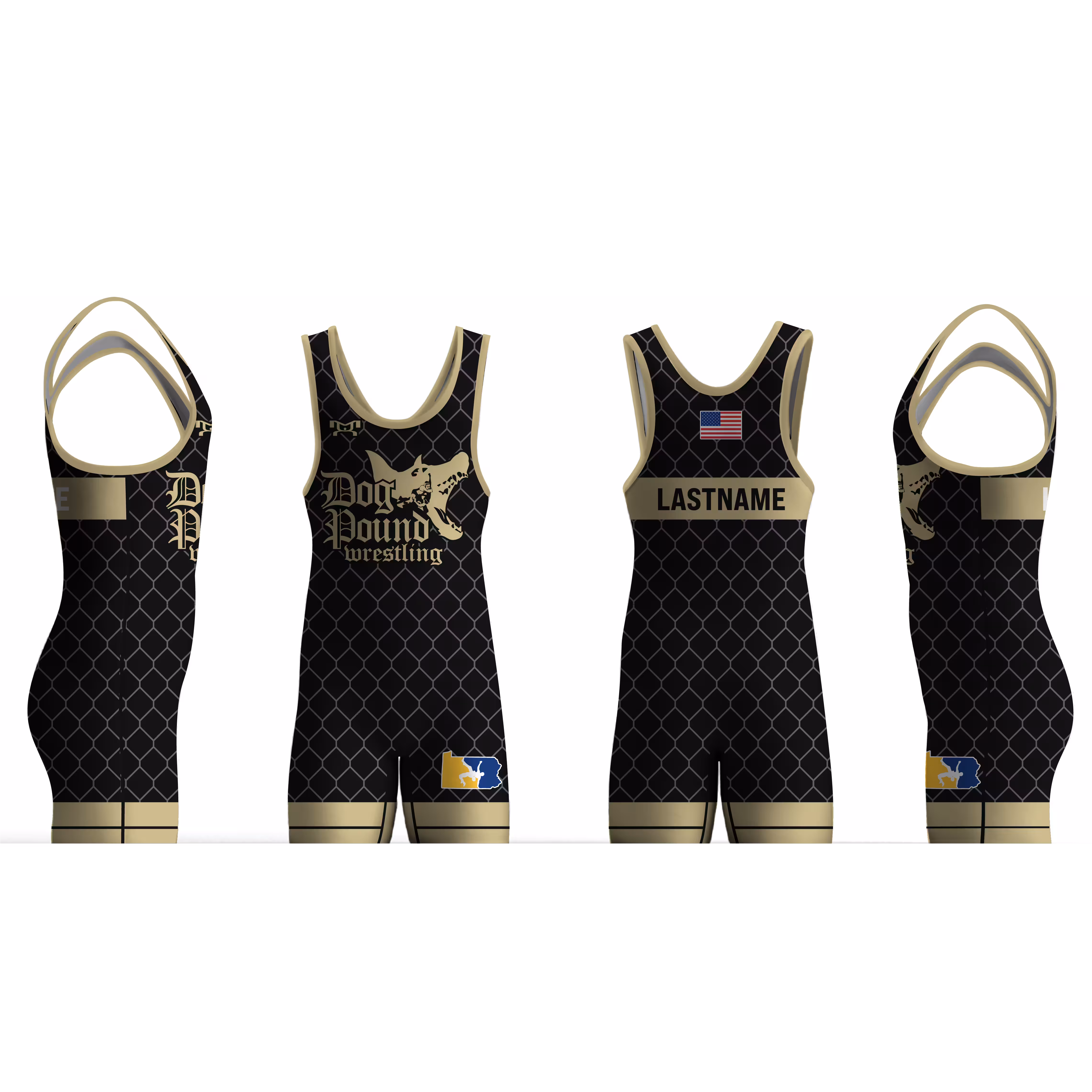 Dog Pound Wrestling Vegas Gold Custom Singlet