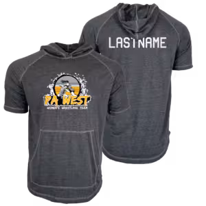 PA WEST WOMENS WRESTLING Custom Heat Press Short Sleeve Hoodie T-Shirt
