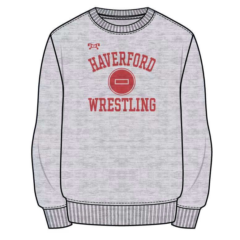 Haverford Custom Sublimated Decal Grey Crewneck 2025