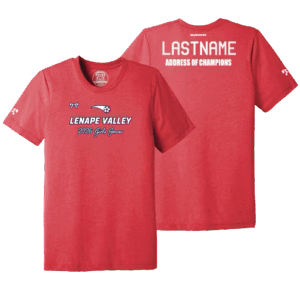 Lenape Valley Girls Soccer Red Address Of Champions Heat Press T Shirt