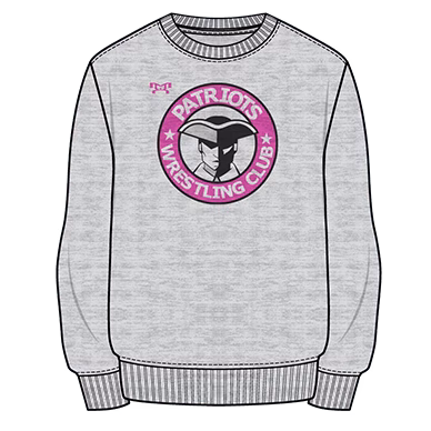 Patriots Wrestling Club Custom Sublimated Decal Grey Crewneck 2025