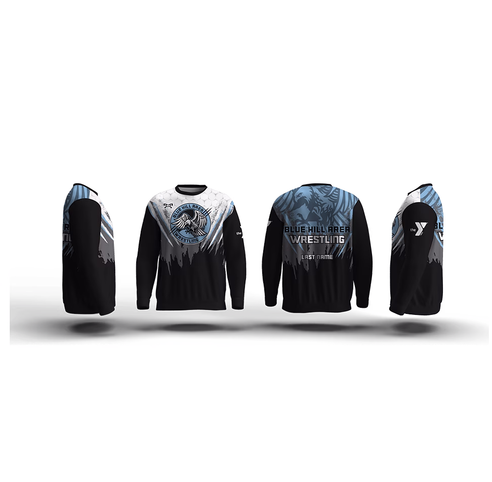 Blue Hill Area Wrestling BLACK & WHITE Elite Sublimated Crewneck
