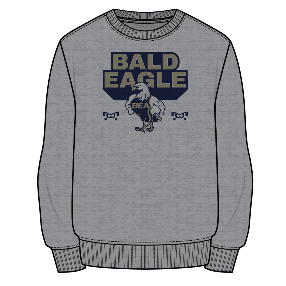 Bald Eagle Area Custom Sublimated Decal Grey Crewneck