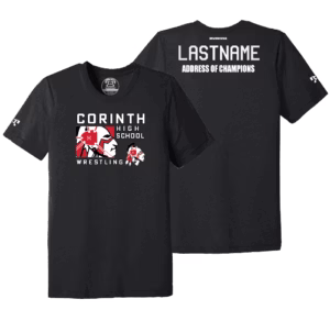 Corinth High School Wrestling 38834 Black Address Of Champions Heat Press T Shirt