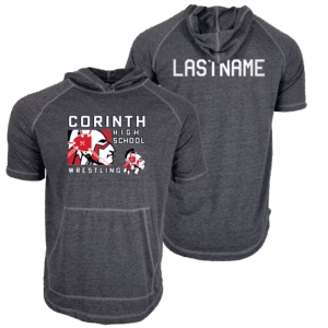Corinth High School Wrestling 38834 Custom Heat Press Short Sleeve Hoodie T-Shirt