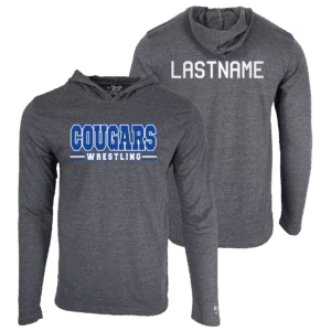 Cougar Wrestling Custom Heat Press Long Sleeve Hoodie T-Shirt
