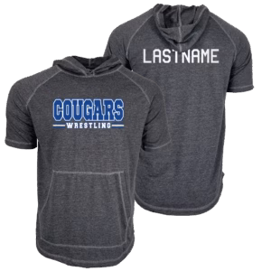 Cougar Wrestling Custom Heat Press Short Sleeve Hoodie T-Shirt