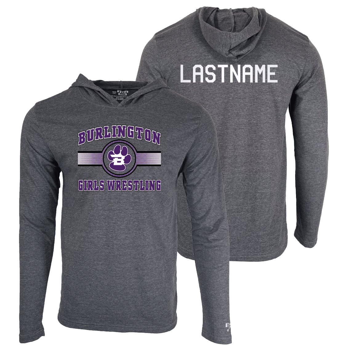 Burlington Girls Wrestling Custom Heat Press Long Sleeve Hoodie T-Shirt