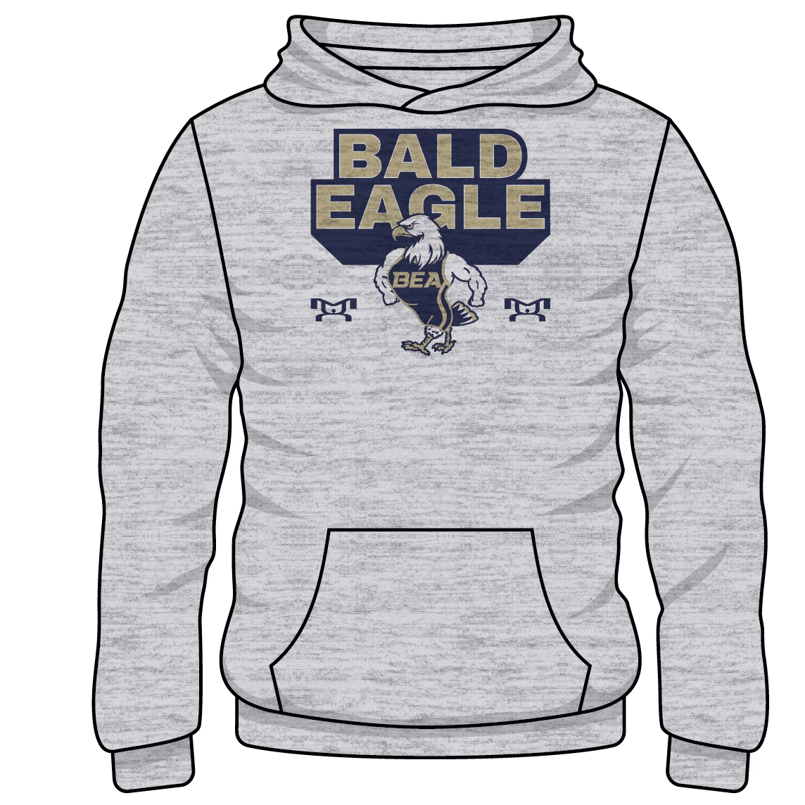 Bald Eagle Area Custom Sublimated Decal Grey Hoodie