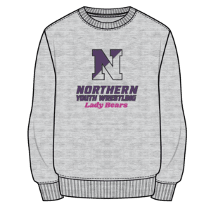 Northern York Youth Wrestling Lady Bears Custom Sublimated Decal Grey Crewneck