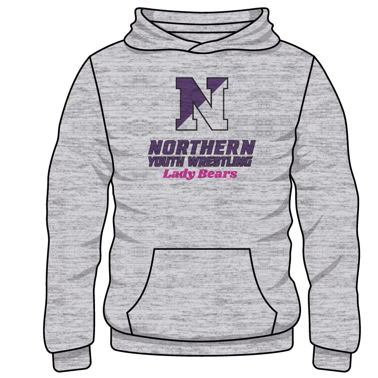 Northern York Youth Wrestling Custom Sublimated Decal Grey Hoodie