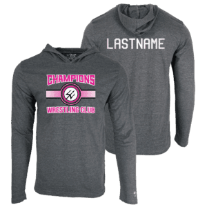 2025 Girls Champion Wrestling Club Custom Heat Press Long Sleeve Hoodie T-Shirt