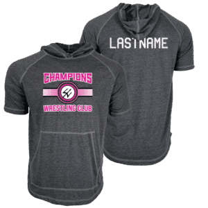 2025 Girls Champion Wrestling Club Custom Heat Press Short Sleeve Hoodie T-Shirt