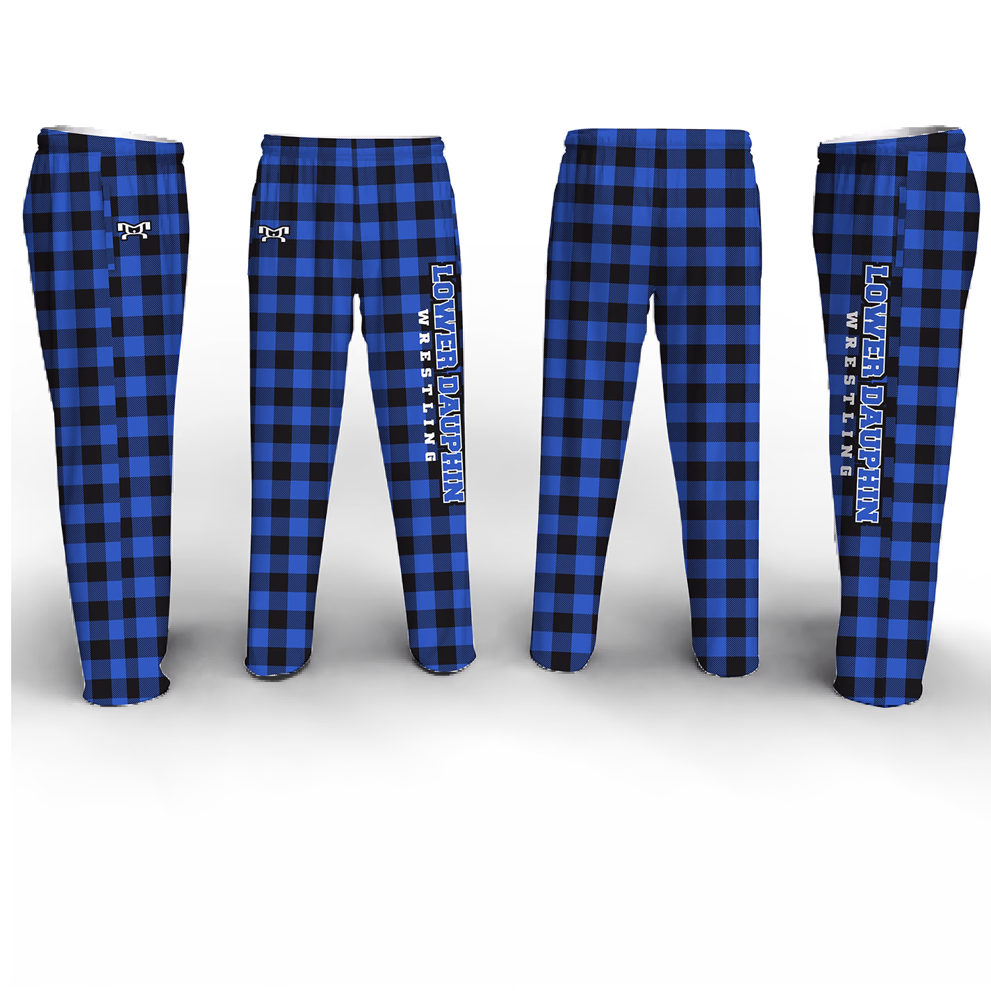 Lower Dauphin Black Plaid Poly Fleece Pajama Pants