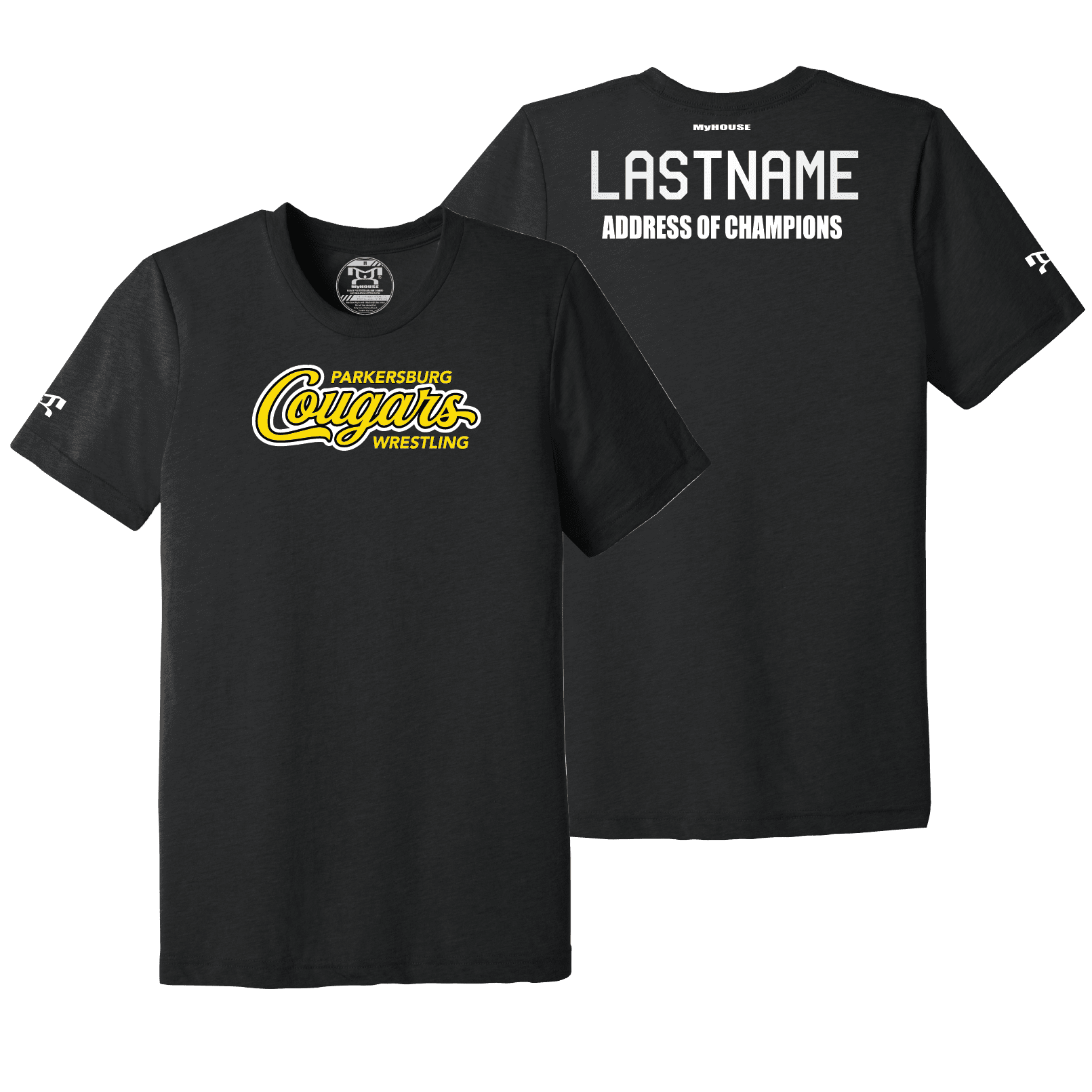 Parkersburg Youth Wrestling Black Address Of Champions Heat Press T Shirt
