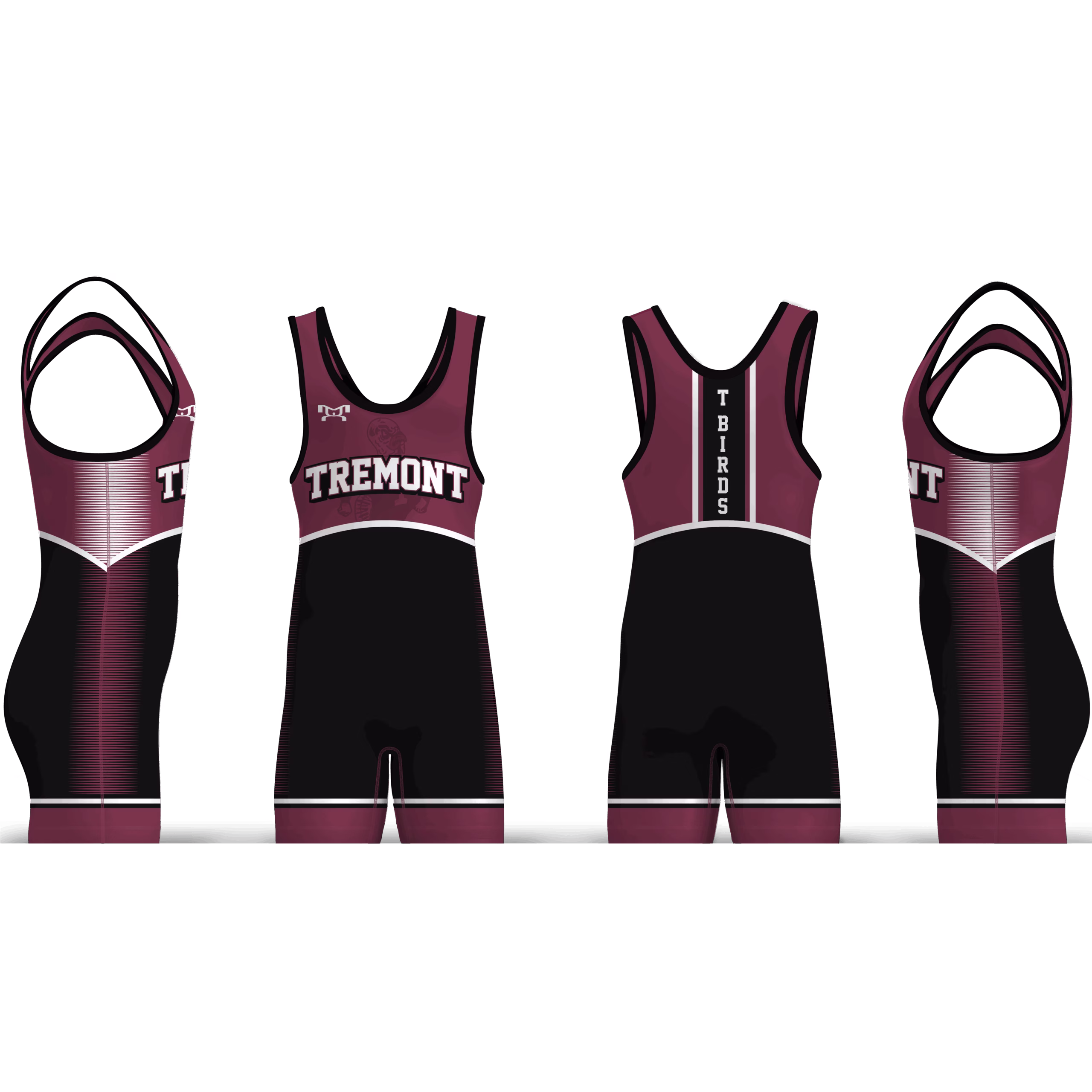 Tremont High School Wrestling T BIRDS MAROON Men's Singlet