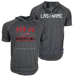 Fox Jr Warriors Wrestling Custom Heat Press Short Sleeve Hoodie T-Shirt