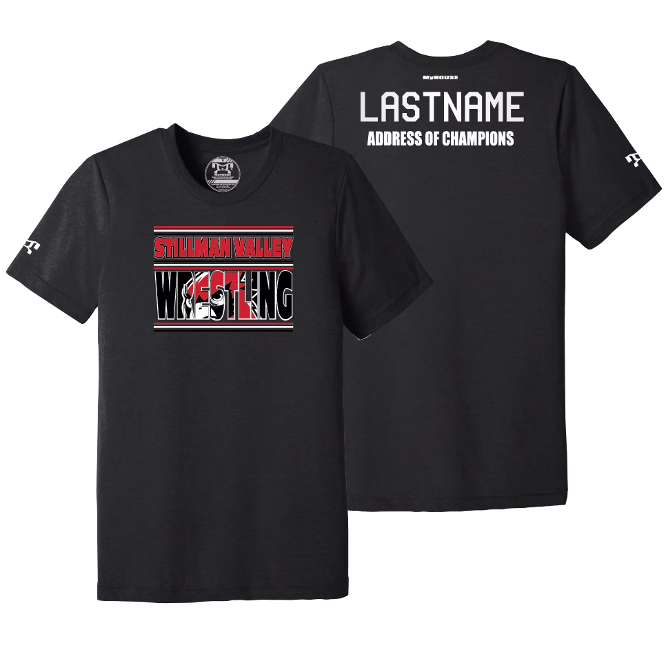 Stillman Valley Wrestling Club Black Address Of Champions Heat Press T Shirt