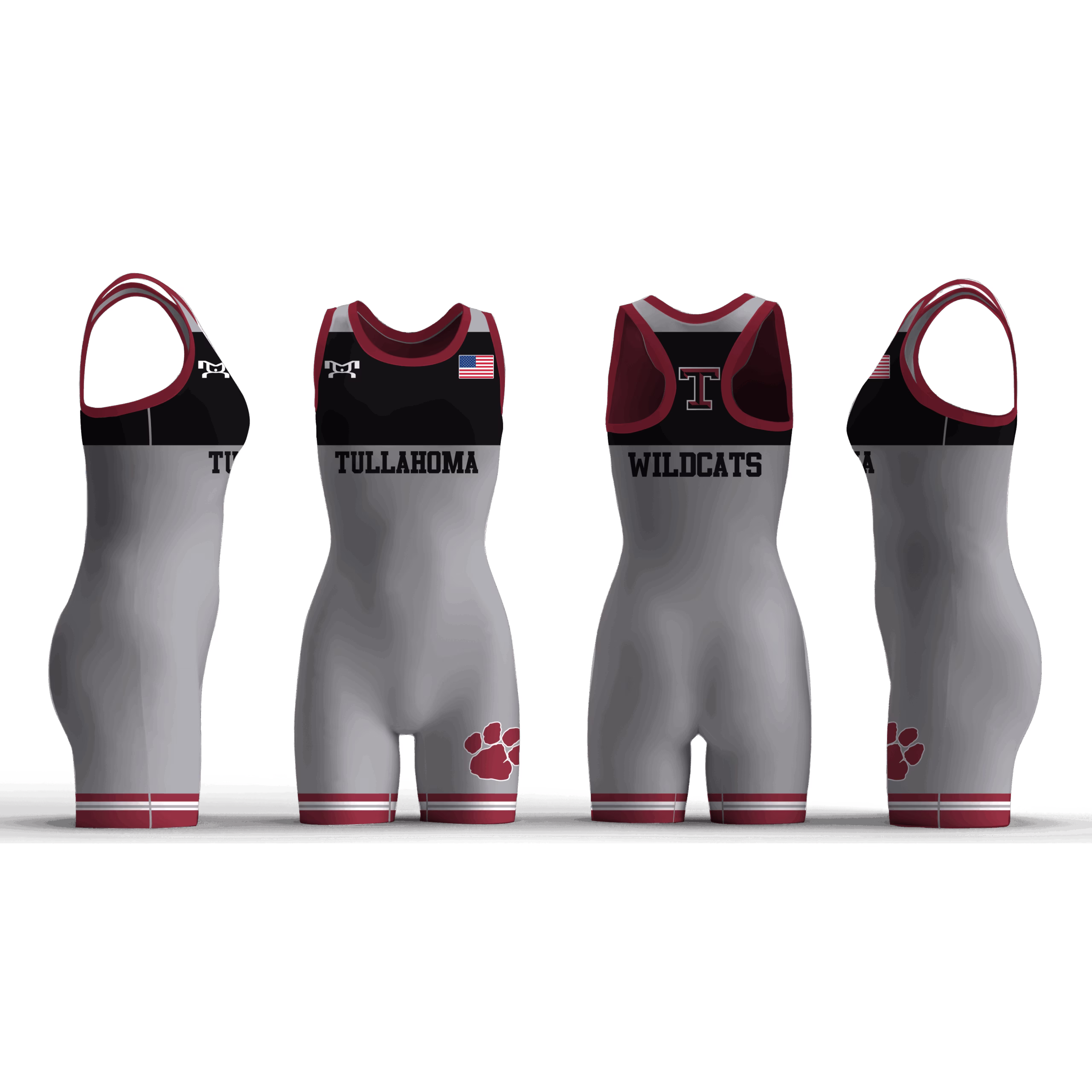 Tullahoma Wrestling Grey Women's Racerback Singlet