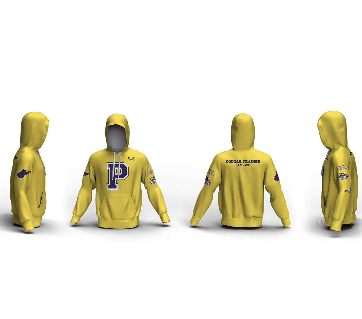 Parkersburg Youth Wrestling Yellow Custom Unisex Sublimated Hoodie