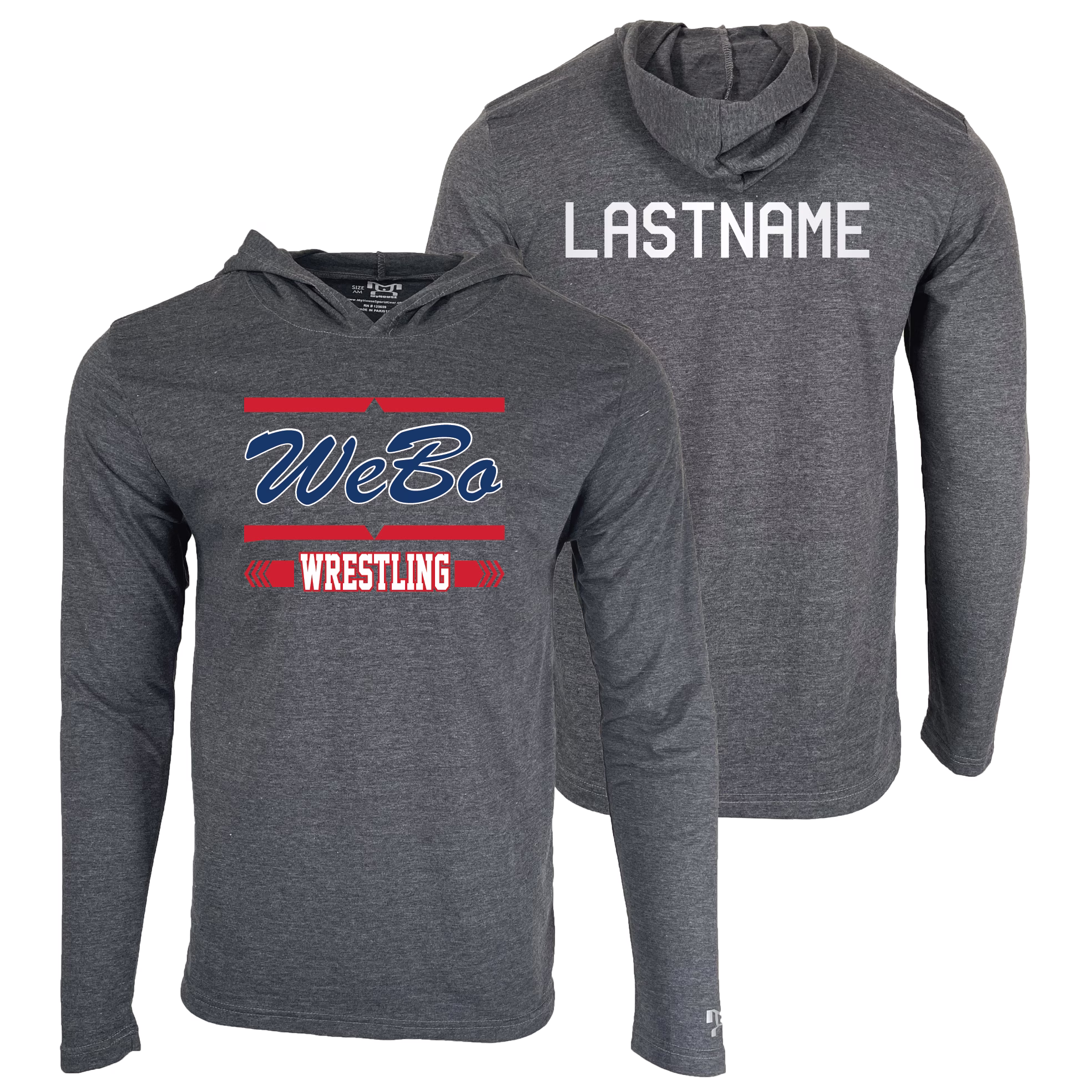 WeBo Wrestling Club Custom Heat Press Long Sleeve Hoodie T-Shirt