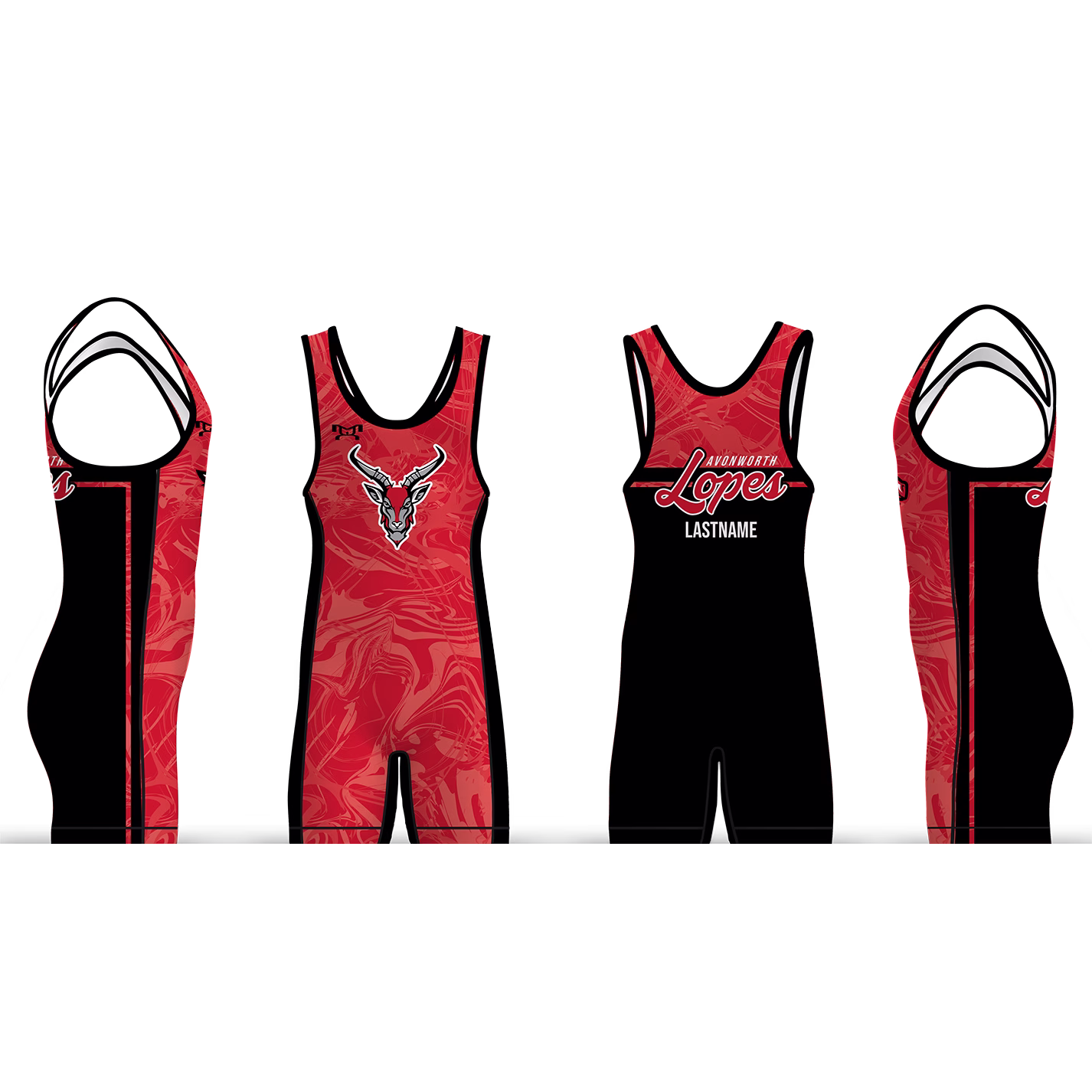 Avonworth Wrestling Club Red And Black Men's Singlet