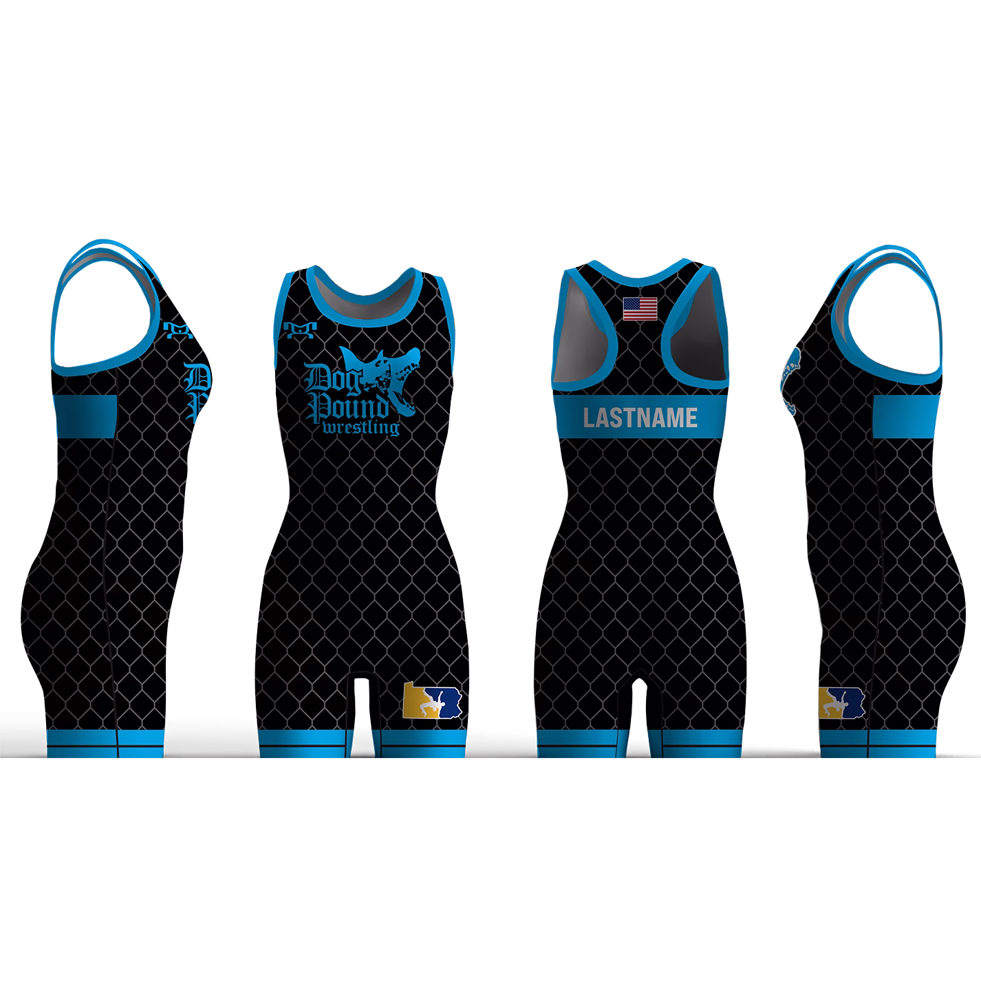 DOG POUND WRESTLING Custom Black & Blue Women's Singlet