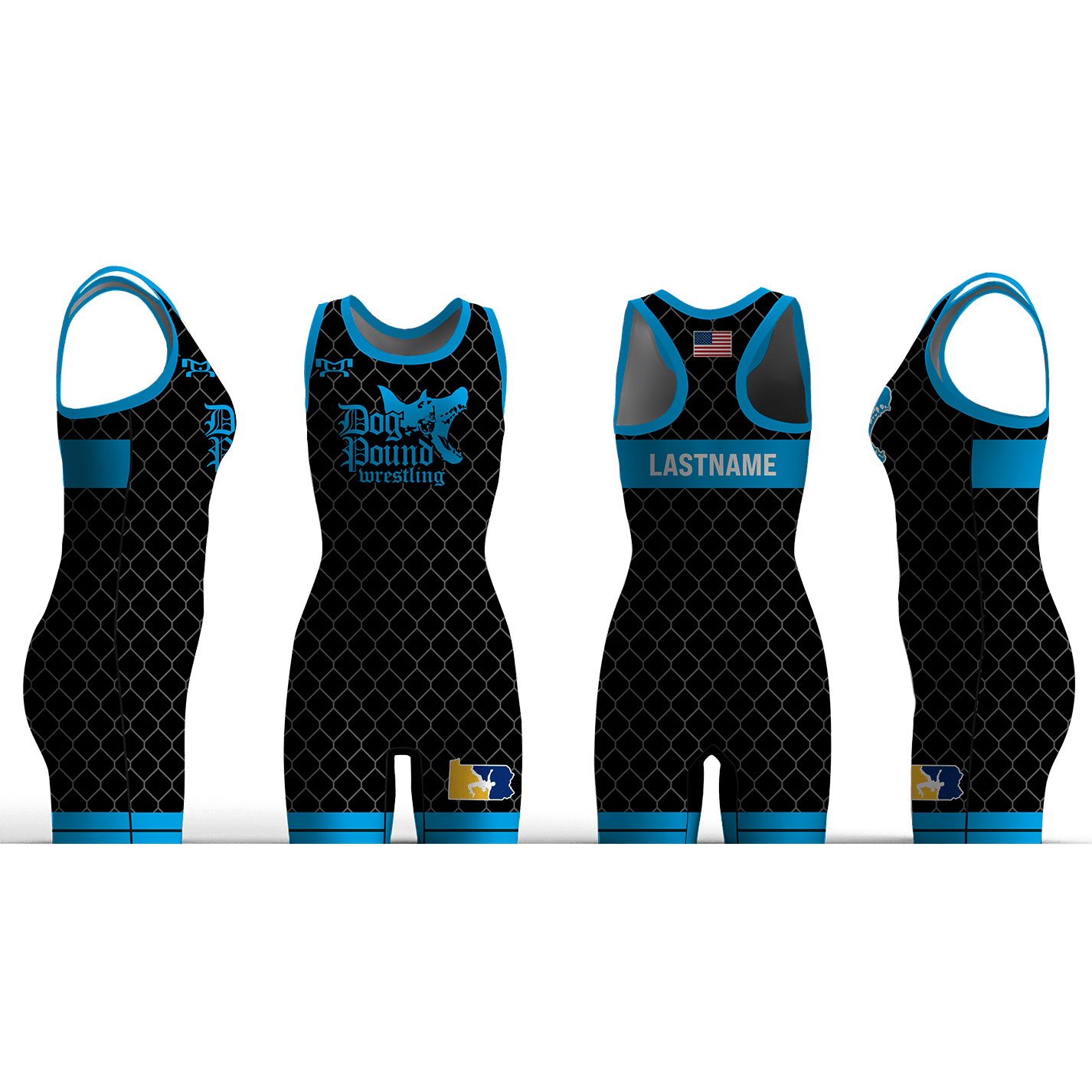 DOG POUND WRESTLING Custom Black & Blue Women's Singlet