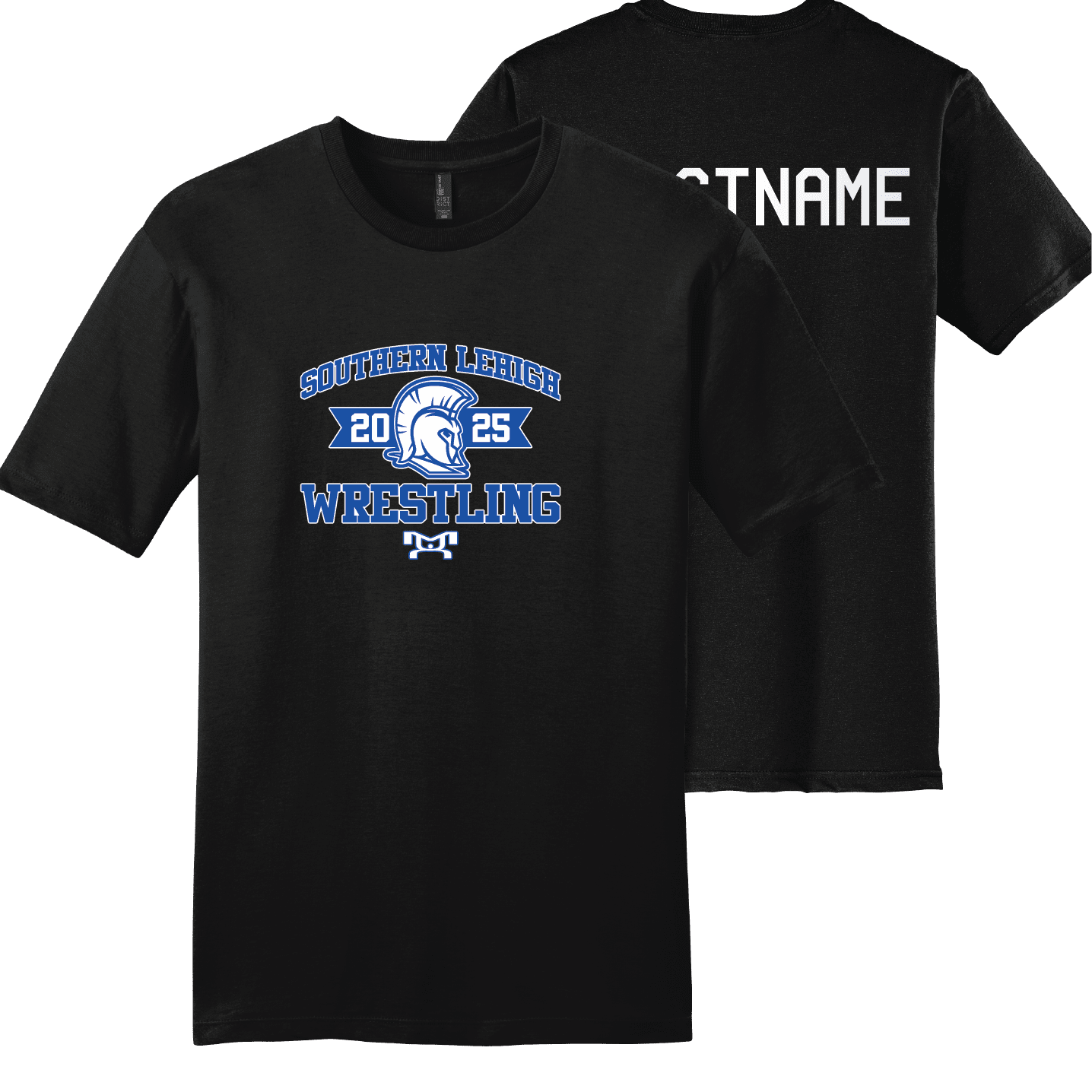 2025 Southern Lehigh Youth Wrestling Black Custom Heat Press Short Sleeve T-Shirt