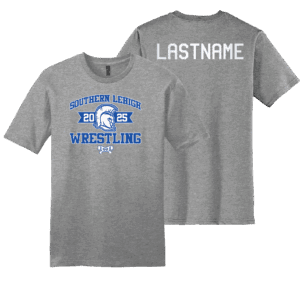 2025 Southern Lehigh Youth Wrestling Grey Custom Heat Press Short Sleeve T-Shirt