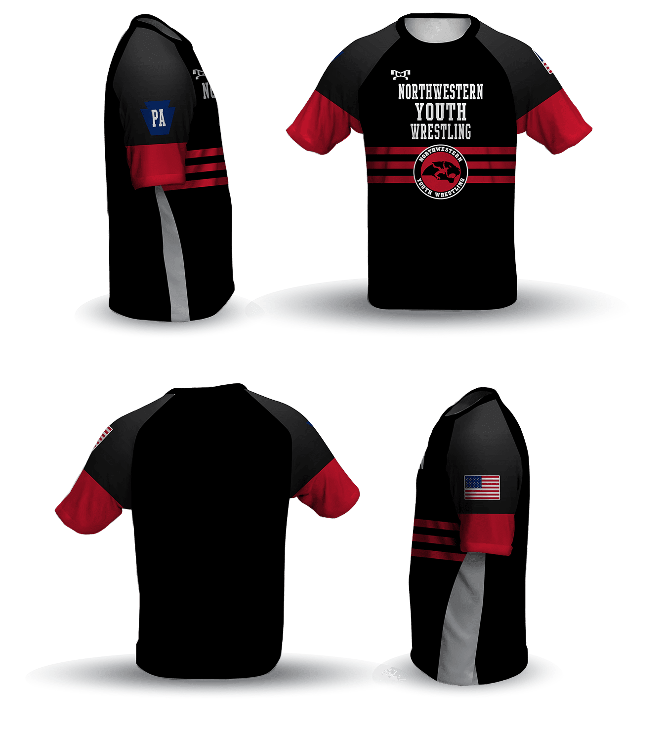 Northwestern Wildcats Youth Wrestling Loose Short Sleeve Dri-Fit